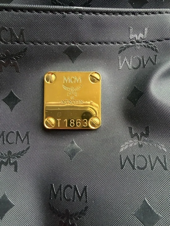 MCM Black Tote with Gold Plaque and Studs - Picture 2 of 14
